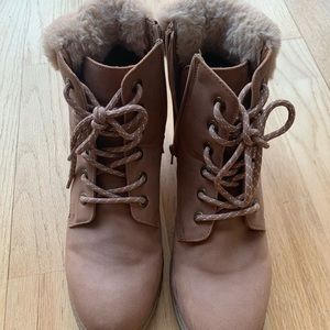 Size 10M Blush pink Madden girl Feefe fur boots